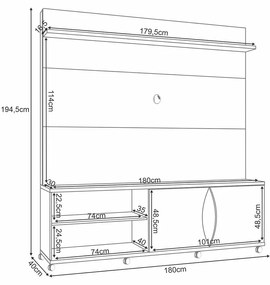 Estante de TV 55 Pol 180cm Allie Cinamomo/Off White H01 - D'Rossi