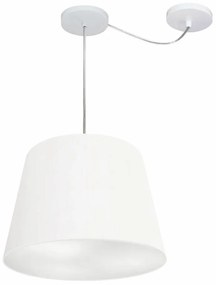 Lustre Pendente Cone Com Desvio Md-4280 Cúpula 30/30x40cm Branco - Bivolt