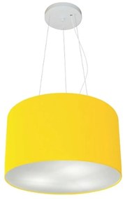 Lustre Pendente Cilíndrico Md-4009 Cúpula em Tecido 40x21cm Amarelo - Bivolt