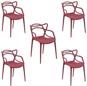 Kit 5 Cadeiras Decorativas Sala e Cozinha Feliti (PP) Cereja G56 - Gran Belo