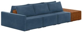 Sofá Ilha 3 Lugares Living 342cm Modulado para Sala Lary Veludo K01 - D'Rossi - Azul Marinho