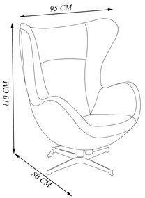 Kit 2 Poltronas Decorativas Egg Chair LV Branco/Marsala G53 - Gran Belo