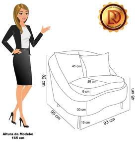 Poltrona Decorativa Orgânica Pé Ferro Pto Kit 2 Zaya Bouclê C05 - D'Rossi - Terra