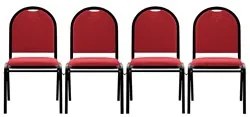 Kit 4 Cadeiras Hoteleiras Auditório Empilhável Linho M23 Vermelho - Mp