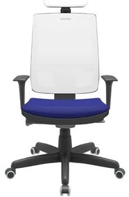 Cadeira Office Brizza Tela Branca Com Encosto Assento Aero Azul Autocompensador Base Standard 126cm - 63436 Sun House