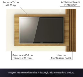 Painel Home para TV até 65 com LED Sala de Estar PL3003 Natural/Off White G69 - Gran Belo