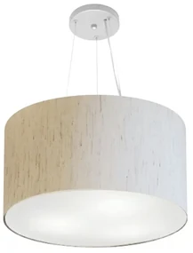 Pendente Cilíndrico Linho Bege MJ-4187 Para Mesa de Jantar e Estar