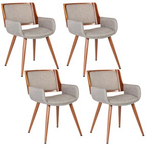 Kit 04 Cadeiras Decorativas de Escritório Recepção Fixa Maltra Linho Marrom Claro - Gran Belo