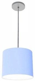 Luminária Pendente Vivare Free Lux Md-4107 Cúpula em Tecido - Azul-Bebê - Canopla branca e fio transparente