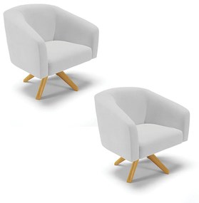 Poltrona Decorativa Giratória MA30 Kit 2 Stella Linho D03 - D'Rossi