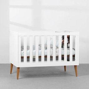 Berço Mini Cama Noah com Pés Retrô Mel - Branco
