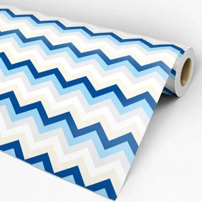 Papel de Parede Chevron Amarelo Cinza Azul e Branco