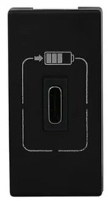 Modulo Tomada Carregador Usb Tipo C Preto Pial Plus+