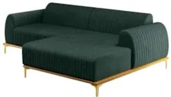 Sofá 230cm 4 Lugares com Chaise Direito Pés Gold Molino C-117 Linho Ve