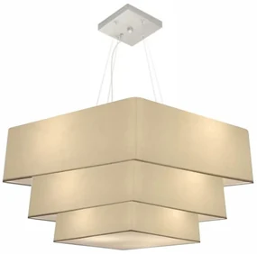 Pendente Triplo Quadrado Bege MJ-4165 Para Mesa de Jantar e Estar