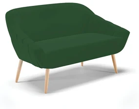 Namoradeira 02 Lugares Giovana Veludo Verde Pés Palito Natural - D'Rossi