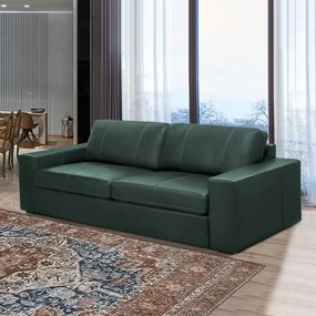 Sofá Decorativo Agatha 2 Lugares Sala de estar 205cm Pés em Madeira Couro Verde Musgo G88 - Gran Belo