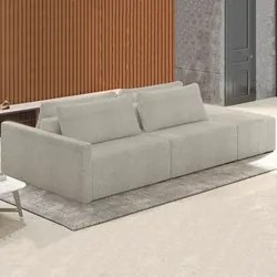 Sofá Ilha Modular com Puff para Sala Living 252cm Georgia K04 Bouclê B