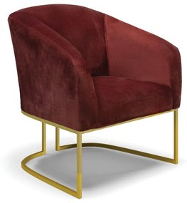 Poltrona Decorativa Industrial Dourado Stella Veludo Text Marsala D03 - D'Rossi