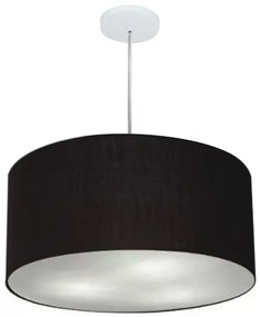 Lustre Pendente Cilíndrico Md-4214 Cúpula em Tecido 55x25cm Preto - Bivolt