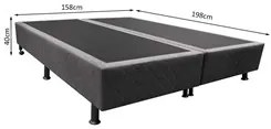 Base Box para Cama Casal Queen 158x198cm Bipartido Liz S05 Suede Borda