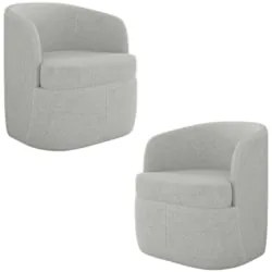 Kit 2 Poltronas Giratória Decorativa para Sala Dandara Z08 Linho Cinza