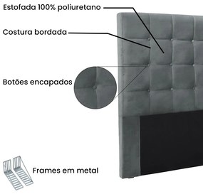 Cabeceira Cama Box Casal 140 cm Verona Veludo S04 - D'Rossi - Cinza