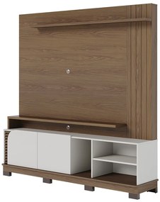 Estante de TV 75 Polegadas 180cm Itaim Amendoa/Off White Matte C04 - D'Rossi