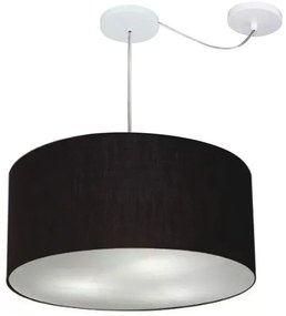 Lustre Pendente Cilíndrico Com Desvio de Centro Vivare Md-4263 Cúpula em Tecido 55x25cm - Bivolt
