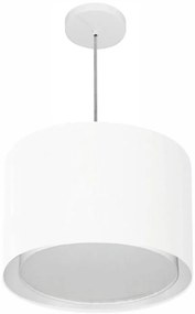 Lustre Pendente Cilíndrico Duplo Md-4292 Cúpula em Tecido 40x30cm Branco - Bivolt