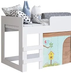 Cama Elevada Com Cortina Alegria Meu Fofinho A05 Branco - Mpozenato