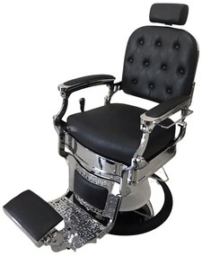 Cadeira De Barbeiro Decorativa Preta c/Regulagem de Altura Apoio p/Pés Reversível G31 - Gran Belo