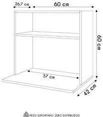 Suporte Micro-Ondas Forno Armário Aéreo 60cm 1 Prateleira Aura M24 Pre