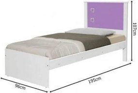 Cama  Barcelona Solteiro Branco Com Lilás - Tebarrot Móveis