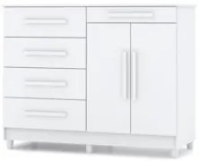 Cômoda para Quarto com Sapateira 2 Portas 4 Gavetas Lírio V02 Branco -