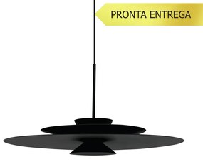 Pendente Tule Ø50X25,4Cm 1Xmr16 - Usina 25121/50 (PT - Preto Texturizado, Igual a Cor 1)