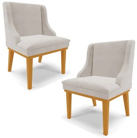Kit 2 Cadeiras Decorativas Sala de Jantar Base Fixa de Madeira Firenze Veludo Cinza/Castanho G19 - Gran Belo