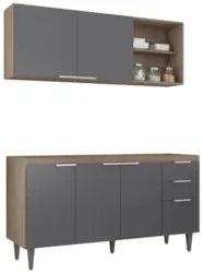 Armário de Cozinha CP01 Para Pia 150cm Pérola Z34 Freijó/Grafite - Mpo
