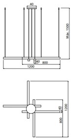 Pendente Bastoni 120X120Cm Led 60W 3000K Bivolt Branco - Usina Imports... (Branco)