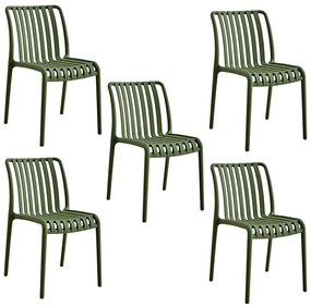 Kit 5 Cadeiras Monoblocos Área Externa Ipanema com Proteção UV Verde G56 - Gran Belo