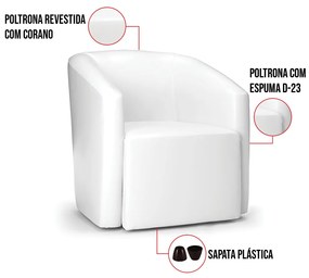 Poltrona Decorativa Orgânica Stella Max Sintético PU D03 - D'Rossi - Branco