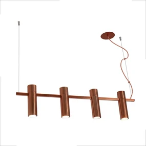 Pendente Tubetto 5,7X20X85Cm Focos Equidistantes 4Xmr16 - Usina 16960/... (PT / CP-M - Preto Texturizado / Champanhe Metálico)