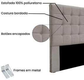 Cabeceira Cama Box Solteiro 90 cm Verona Linho Areia S04 - D'Rossi