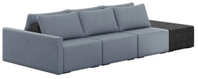 Sofá Ilha 3 Lugares Living 342cm Modulado para Sala Lary Linho Azul/PU Pto K01 - D'Rossi