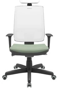 Cadeira Office Brizza Tela Branca Com Encosto Assento Vinil Verde Autocompensador Base Standard 126cm - 63443 Sun House