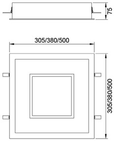 Embutido Meg 30,5X30,5Cm Led 16,4W Bivolt | Usina 19035/30 (FN-F - Fendi Fosco, 4000k)