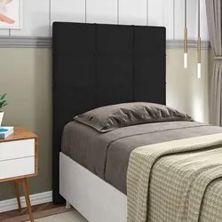 Cabeceira Cama Box 90cm Esmeralda Sintético J02 Preto - Mpozenato