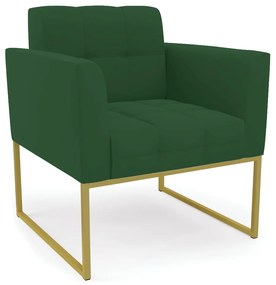 Poltrona Elisa Veludo Base Metálica Industrial Dourado - D'Rossi - Verde