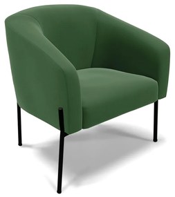 Poltrona Decorativa Pé de Ferro Preto Stella Suede D03 - D'Rossi - Verde