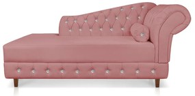 Divã Chesterfield 165 cm Capitonado com Strass Suede D'Rossi - Rose